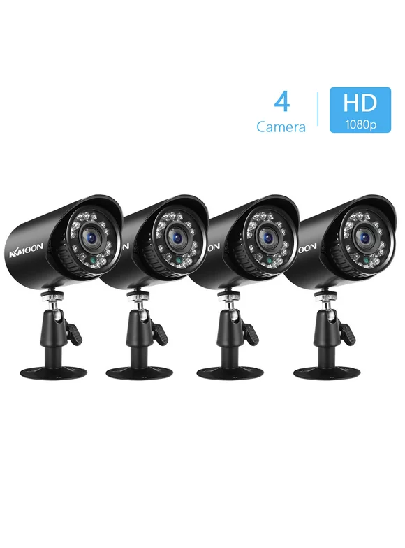 4Pcs Full High Definition 1080P 2Mp Analog Cameras Outdoor Weatherproof Cctv Camera with Infrared Night Vision Motion Detection Ntsc System