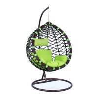 LeisureMod Wicker Hanging Egg Swing Chair Indoor Outdoor Use