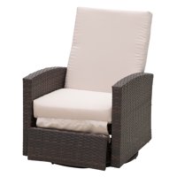 Outsunny Outdoor Rattan Wicker Swivel Recliner Lounge Chair with Water/UV Fighting Material and Comfort - Light Beige