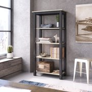 Better Homes & Gardens Two Tone 4-Shelf Industrial Bookcase, Multiple Finishes