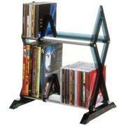 Mitsu 2 Tier Media Rack For 52 CDs Or 36 DVDs And Bluray In Smoke