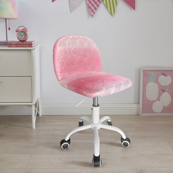Heritage Club Kids Faux Fur Task Chair, Ombre Scales with Holographic Foil, Pink