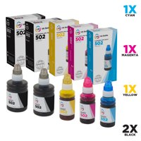 LD Compatible Replacements for Epson 502 Set of 5 Ink Bottles: 2 T502120-S Black, 1 T502220-S Cyan, 1 T502320-S Magenta & 1 T502420-S Yellow for use in ET-2700, ET-2750, ET-3700, ET-3750, ET-4750