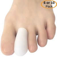 Chiroplax Gel Toe Cap Sleeve Protector Cushions Pads Guard Separator for Bunion Hammer Toe Callus Corn Blister Missing Ingrown Nails Ballet Pointe (Small - 6 Pack, White)