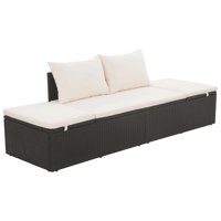 Outdoor Lounge Bed 76" - Poly Rattan - Black