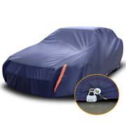Universal Fit Car Cover Waterproof Anti Scratch Indoor Outdoor Auto Protector Fit Cars 208.66L*74.8W*62.99H W/Lock (Dark Blue)
