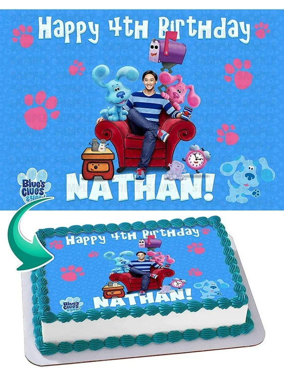 Blue's Clues Edible Cake Image Topper Personalized Picture 1/4 Sheet (8"x10.5")