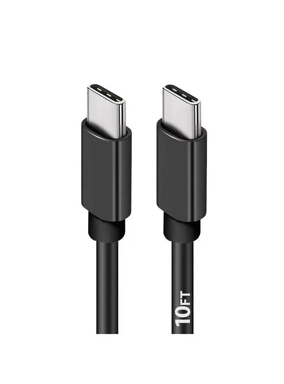 USB C to USB C Cable 60W [10FT], USB-C Type C Fast Charging Cord Charger Compatible with Samsung S23/S22/S21/S20 Ultra, Note 20/10, MacBook Pro/Air, iPad Pro 12.9 11 Air Mini, Pixel, Black