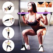 Pilates Bar Kit with Resistance Band Portable Pilates Exercise Stick Muscle Toning Bar Home Gym Pilates with Foot Loop for Overall Body Workout