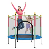 55" Trampoline with Safe Enclosure Net,440lbs Capacity for 3-4 Kids, Outdoor Fitness Trampoline with Jump Mat Ladder for Indoor Park Kindergarten Toddler Trampolines