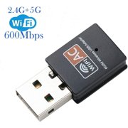 USB WiFi Adapter, 600mbps Dual Band 2.4G/ 5G Wireless Adapter, Mini Wireless Network Card WiFi Dongle for Laptop/Desktop/PC, Support Windows10/8/8.1/7/Vista/XP/2000, Mac OS X 10.6-10.13