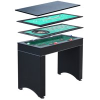 Hathaway Monte Carlo 4-In-1 Casino Table with Blackjack, Roulette, Craps and Bar Table, Black/Green, 47.75-in W