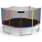 Gymax 12 Ft Multicolored Trampoline Recreational Exercise w/ Safety Net Ladder