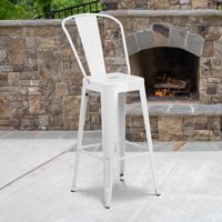 Flash Furniture 30" High Metal Indoor-Outdoor Barstool with Back, Multiple Colors