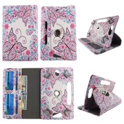 Wallet style for Kindle Fire HD tablet case 7 inch for android tablet cases 7 inch Slim fit standing protective rotating universal PU leather cash Pocket cover Flowery Butterfly