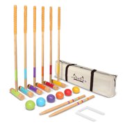 GoSports Deluxe Backyard Outdoor Lawn Kid & Adult Croquet Game Set for 6 Players