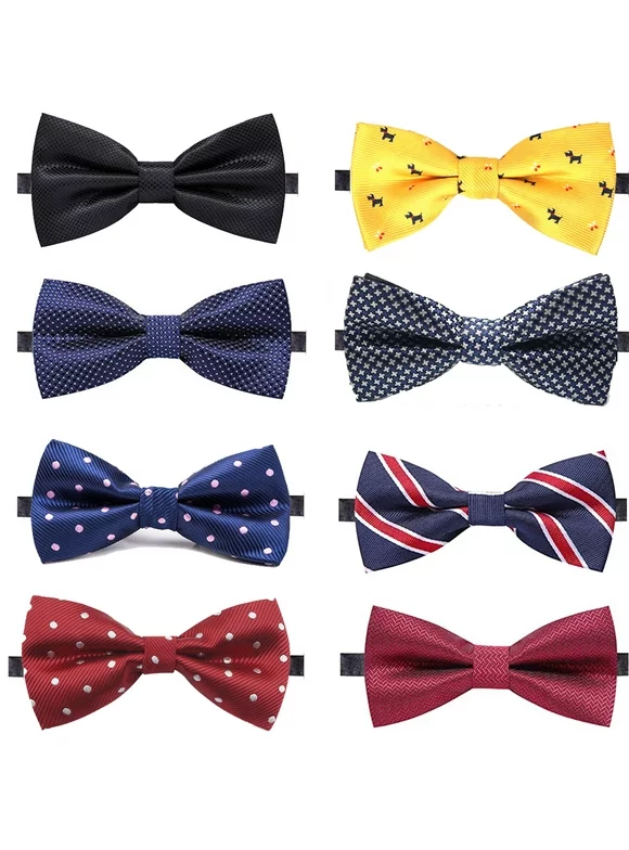8 Pcs  Neckties Bow Tie Mens Ties Adjustable Pre-Tied Ties Boys Elegant Bow Tie