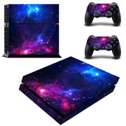 PS4 Console Set Vinyl Skin Decal Stickers Protective for PS4 Playstaion 2 Controllers-Purple Galaxy