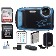 FUJIFILM FinePix XP140 Water, Shock, Freeze and Dustproof Digital Camera (Sky Blue) Bundle; Includes: 32GB & 16GB SDHC Memory Cards + Spare Battery + Camera Case + Card Reader + More
