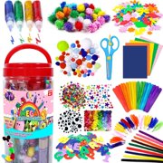 Arts and Crafts Supplies for Kids - Assorted Craft Art Supply Kit for Toddlers Age 4 5 6 7 8 9 - All in One D.I.Y. Crafting Materials Set for School Projects Toddler Activities