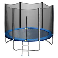 Suzicca 10FT Recreational Trampoline with Enclosure Net, Waterproof Jumping Mat,Simple Ladder,Max Weight Capacity 661 LB for 3-4 Kids,Blue