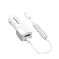 Car Charger for Google Pixel 4a - Luxmo 10W/2.1A High Power Fast Charging Type-C Car Charger with Extra USB Port, Built-in Smart IC Chip - (8 Foot Stretchable Cable) - White
