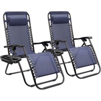 Walnew Zero Gravity Chair Camp Reclining Lounge Chairs Outdoor Lounge Patio Chair with Adjustable Pillow 2 Pack (Blue)