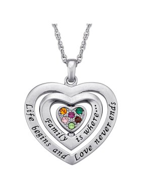 Family Jewelry Personalized Mother's Mom Birthstone Swivel Heart Silver-Tone Pendant
