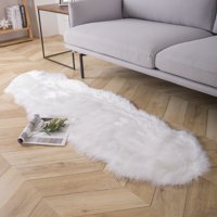 Deluxe Soft Faux Sheepskin Fur Series Decorative Indoor Area Rug 2 x 6 Feet, white, 1 Pack