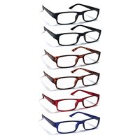 6 Pack Reading Glasses by BOOST EYEWEAR, Traditional Frames in Black, Tortoise Shell, Blue and Red, for Men and Women, with Comfort Spring Loaded Hinges, Assorted Colors, 6 Pairs (+1.00)