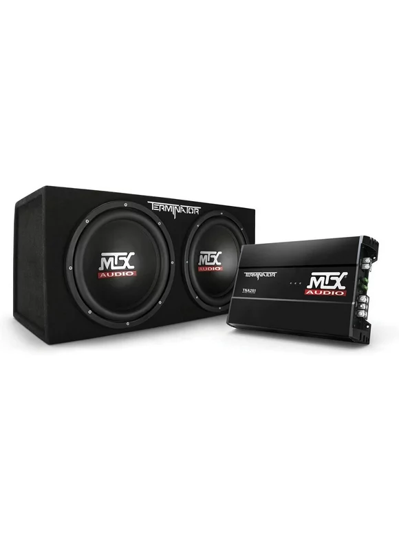 MTX TNP212D2 12" 1200W Dual Loaded Car Subwoofer Audio w/ Sub Box and Amplifier