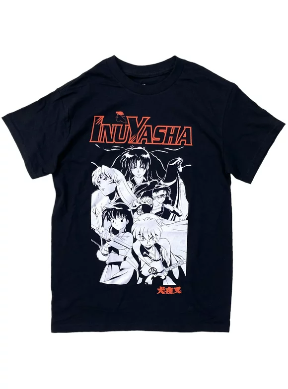 InuYasha Japanese Anime Men's Officially Licensed Character Group Tee T-Shirt (X-Large, Black)