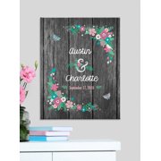Personalized Rustic Floral Wedding Canvas, 11" x 14"