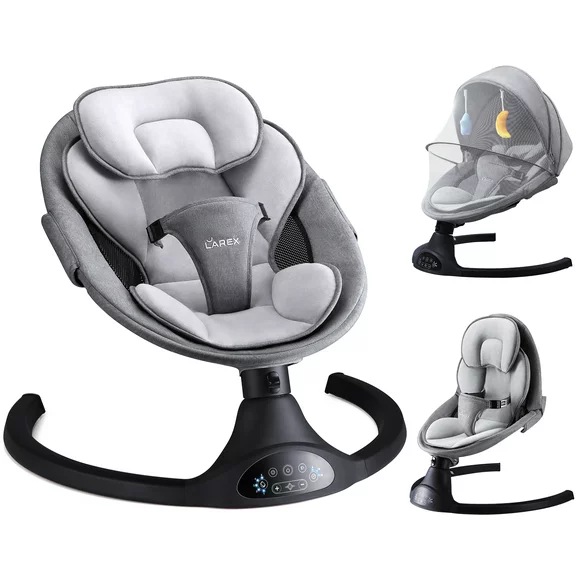 LAREX Baby Swings for Infants, Infant Swing with Remote Control,5 Speed Modes,Built-in Bluetooth-Unisex
