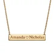Personalized Women's Sterling Silver or Gold over Silver Couple's Name Bar Necklace