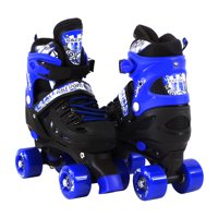 Adjustable Blue Quad Roller Skates For Kids Medium Sizes