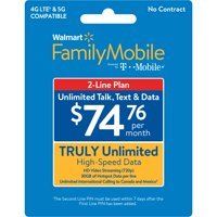 Daily Saves Family Mobile $74.76 Truly Unlimited 2-line Plan w 30GB of Mobile Hotspot per line e-PIN Top Up (Email Delivery)