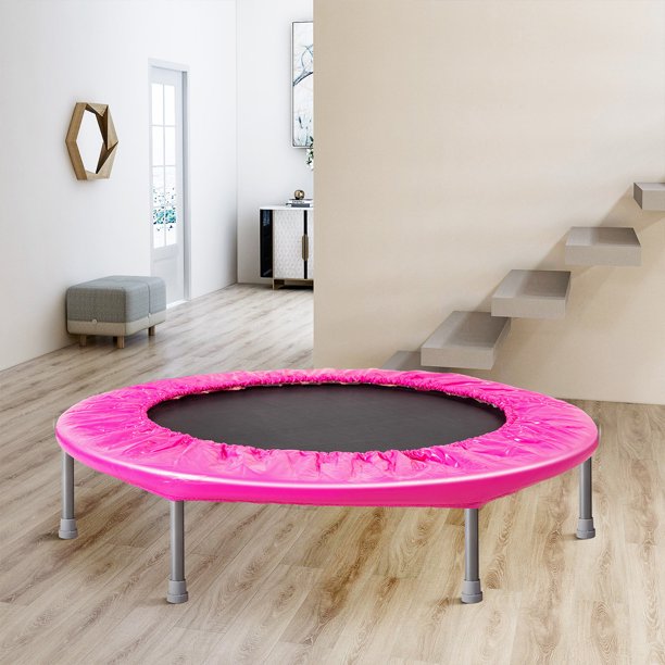 38inch 180lbs Load Mini Trampoline For Kids And Adult, Indoor Outdoor Exercise Recreational Trampoline With Safety Pad, Pink