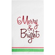 Merry and Bright Christmas Paper Guest Napkins, 7.75 x 4.5in, 16ct