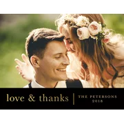 Personalized Wedding Thank You Postcard - Love & Thanks - 4.25 x 5.5 Flat