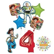 Mayflower Products Toy Story Party Supplies Woody, Buzz Lightyear and Friends 4th Birthday Balloon Bouquet Decorations
