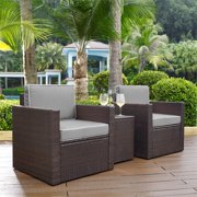Crosley Furniture KO70055BR-GY Palm Harbor 3-Piece Resin Wicker Outdoor Seating Set (Brown/Grey)