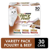 (30 Pack) Fancy Feast Gravy Wet Cat Food Variety Pack, Gravy Lovers Poultry & Beef Feast Collection, 3 oz. Cans