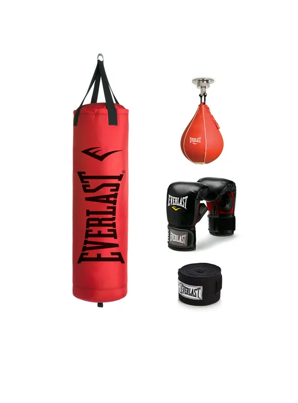 Everlast 70 lb Poly Canvas Red Heavy Bag Kit