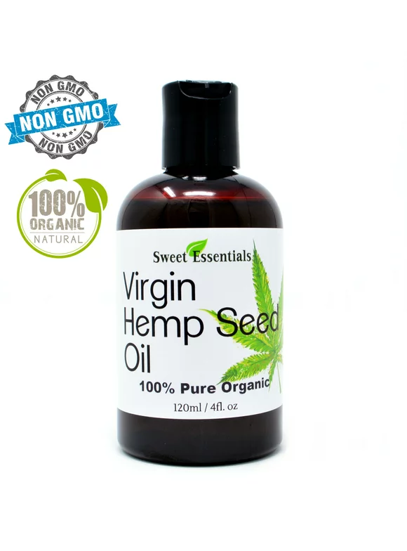 Organic Extra Unrefined Hemp Seed Oil (Food Grade) 4oz - Imported From Canada - 100% Pure Cold Pressed - Offers Relief From Dry & Cracked Skin, Eczema, Psoriasis, Dermatitis, Rosacea