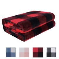 Plaid Soft Plush Fleece Blanket for Sofa Couch Bed Red and Black 60" x 78"
