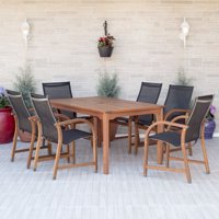 Amazonia Bahamas 7-Piece Rectangular Patio Dining Set | Eucalyptus Wood | Ideal for Outdoors and Indoors