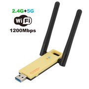 Wireless USB WiFi Adapter, 1200Mbps Dual Band 2.4GHz/300Mbps 5GHz/867Mbps High Gain Dual 2dBi Antennas Network WiFi USB 3.0 WiFi Dongle For Desktop Laptop with Windows 10/8.1/8/7/XP, Mac OS X, Linux
