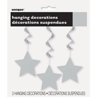 Star Hanging Decorations, 26 in, Silver, 3ct