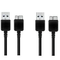 2 x Zeimax Cable USB 3.0 Data Sync & Charging Cable for Samsung Galaxy S5 V i9600 (BLACK-2Pcs)